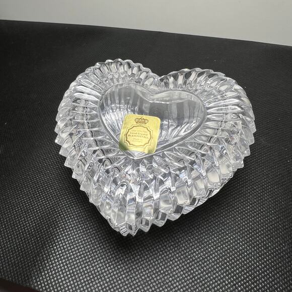 Vintage Bleikristall Lead Crystal Heart Shaped Dishes German Set - Picture 1 of 13